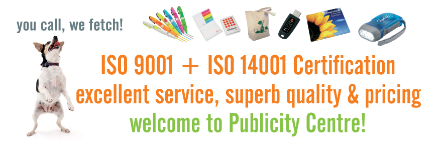 Promotional Merchandise from The Publicity Centre - ISO9001 & ISO14001